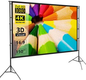 Projector Screen 150 Inch Tripod Potable Double Stand