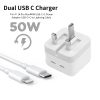 iPhone 14 Pro 3 Pin (UK PIN) 50W USB-C+C POWER Adapter With USB-C TO LIGHTNING CABLE